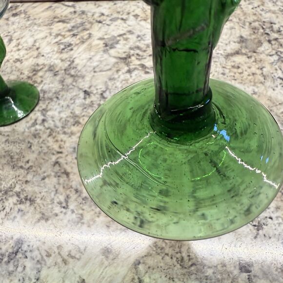 Vintage Saguaro Cactus Hand Blown Mexican Art Glass Margarita Glass 5pc Set - Picture 7 of 16